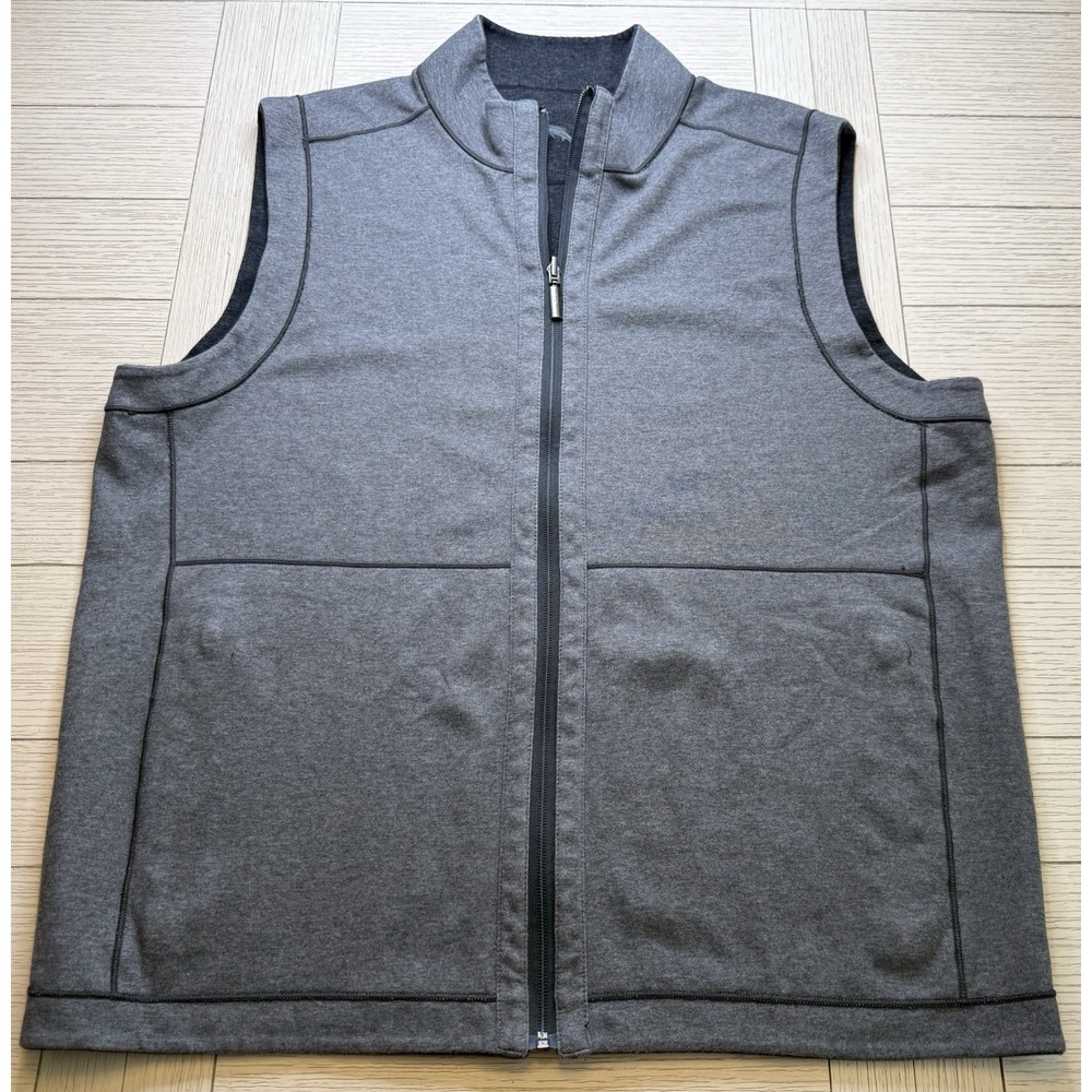Tommy Bahama Men's Reversible Lt Gray/ Charcoal Cotton Blend Full Zip Vest Sz XL